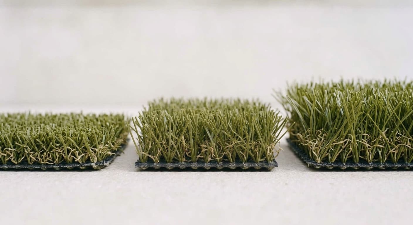 Muestras de césped artificial de distintas alturas