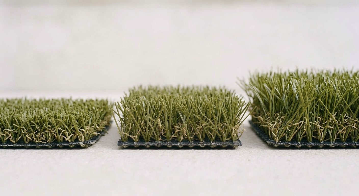 Muestras de césped artificial de distintas alturas